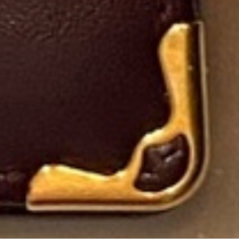 Brown Leather Wallet with Gold Accents